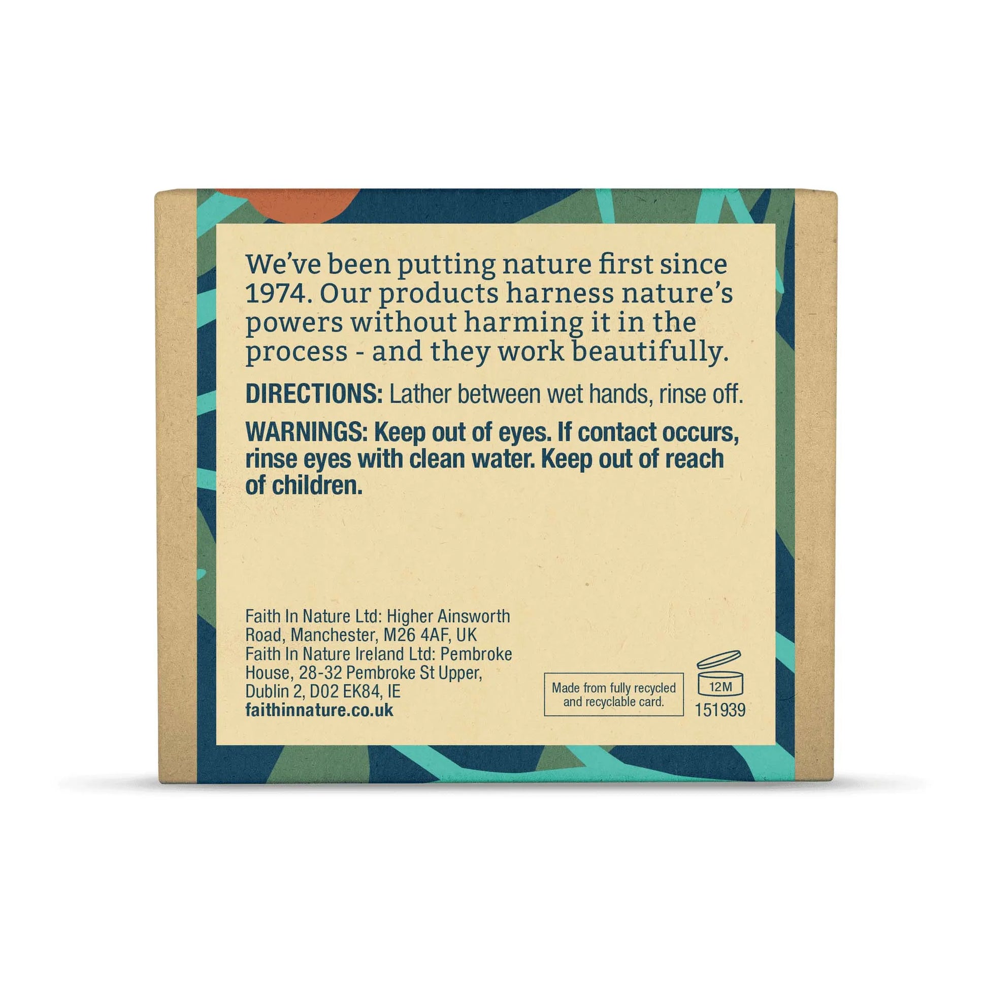 Faith in Nature Blue Cedar Soap Bar 100g Box Back