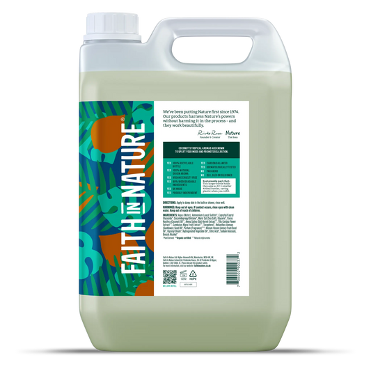 Faith in Nature Coconut Body Wash - 5L Refill Bottle Side