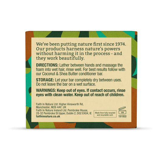 Faith in Nature Coconut & Shea Butter Shampoo Bar 85g Box Back