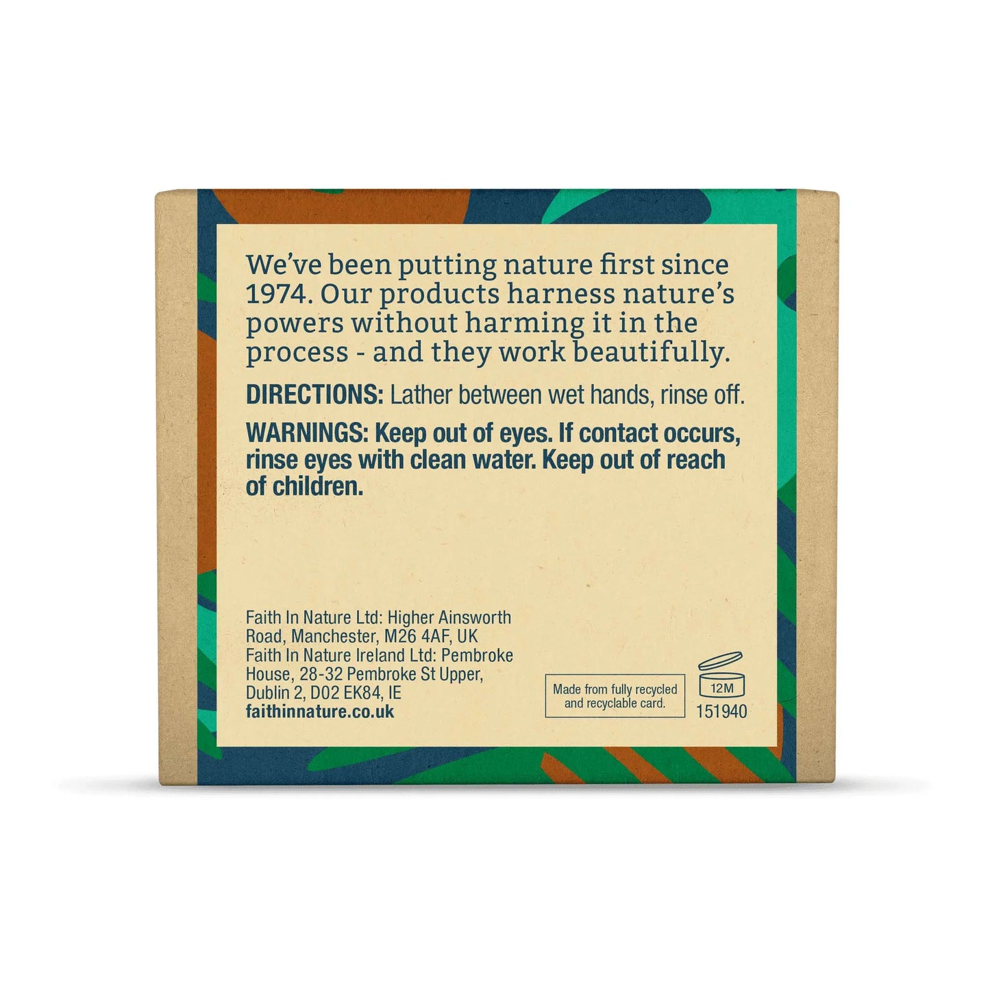 Faith in Nature Coconut Soap Bar 100g Box Back