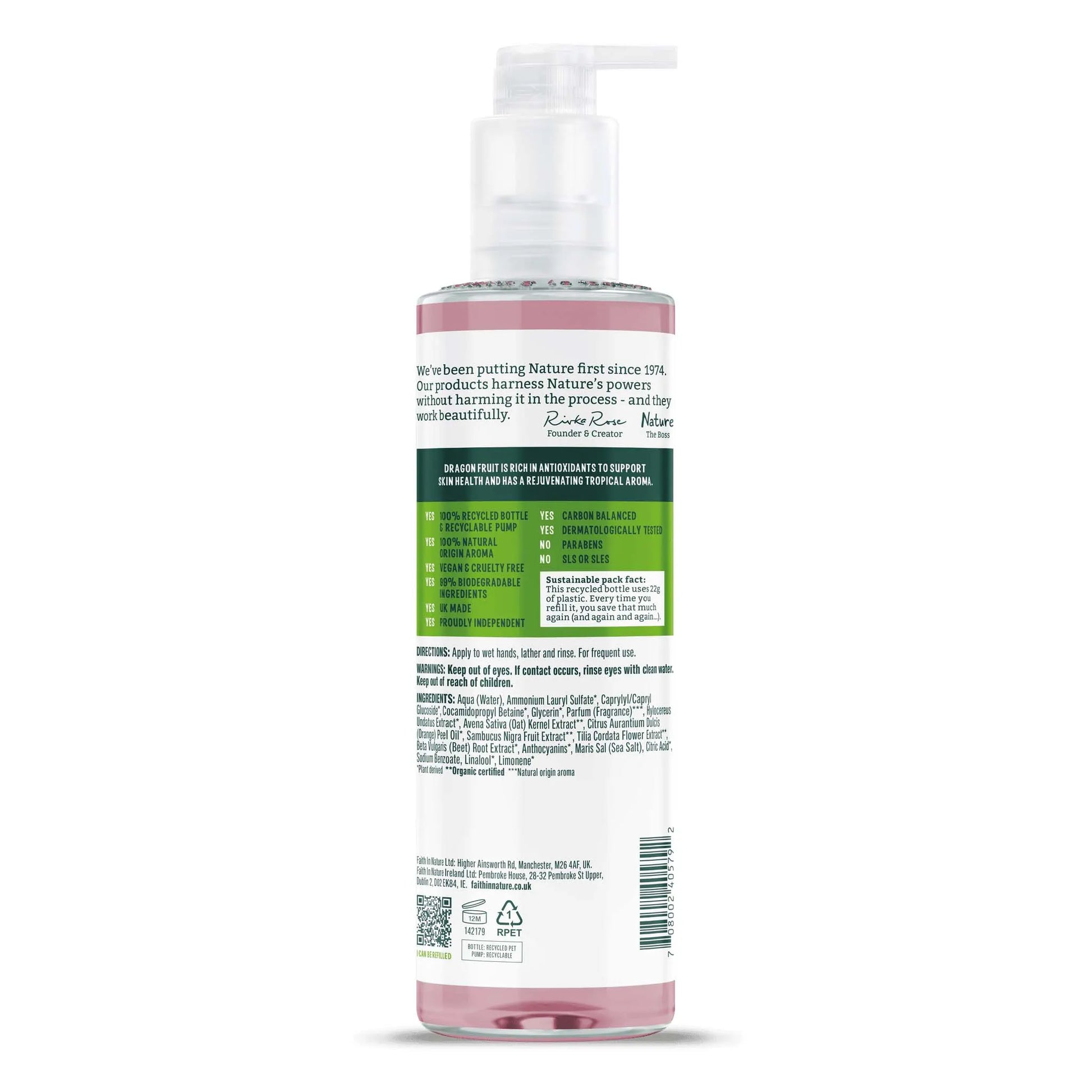Faith in Nature Dragon Fruit Hand Wash 400ml Back