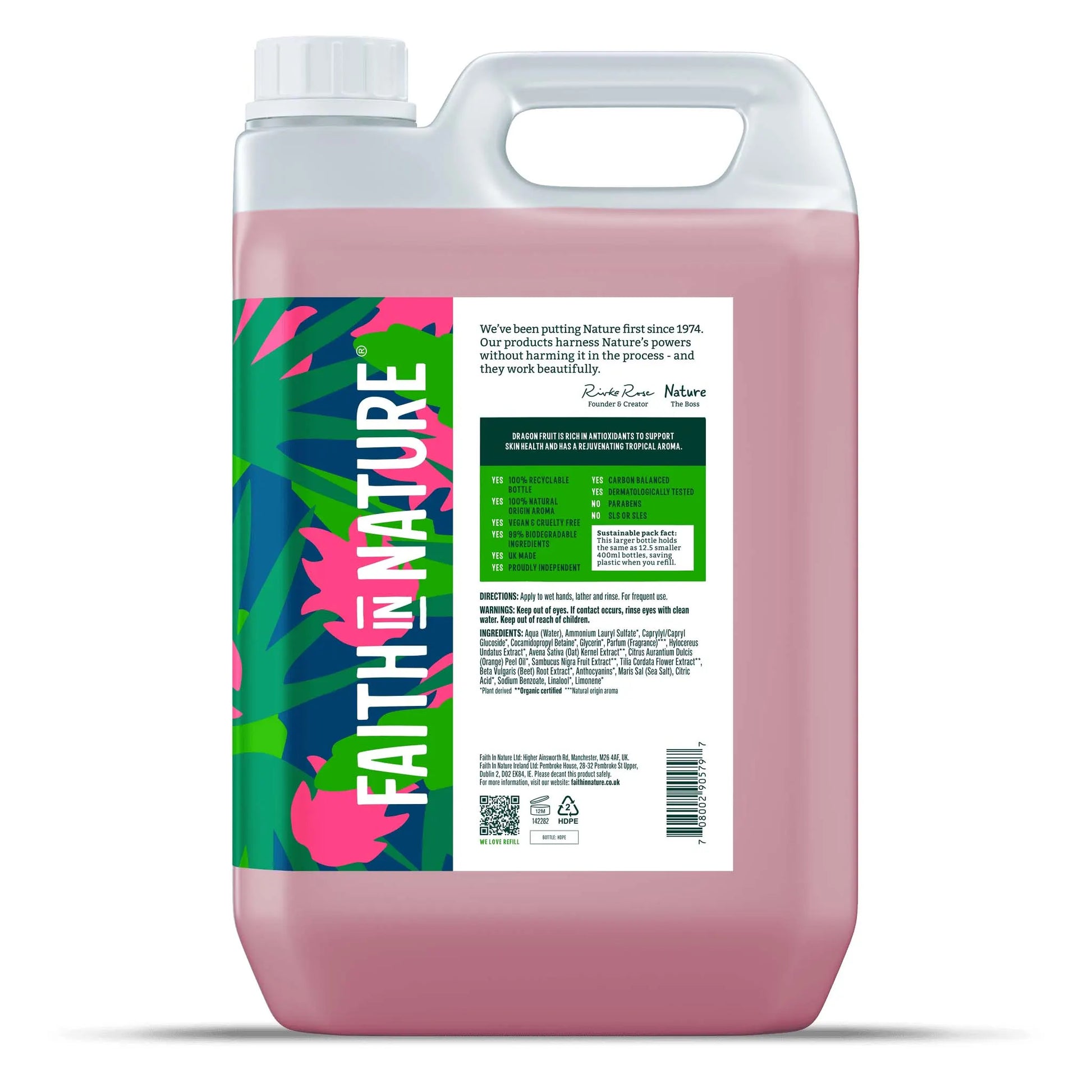 Faith in Nature Dragon Fruit Hand Wash - 5L Refill Side