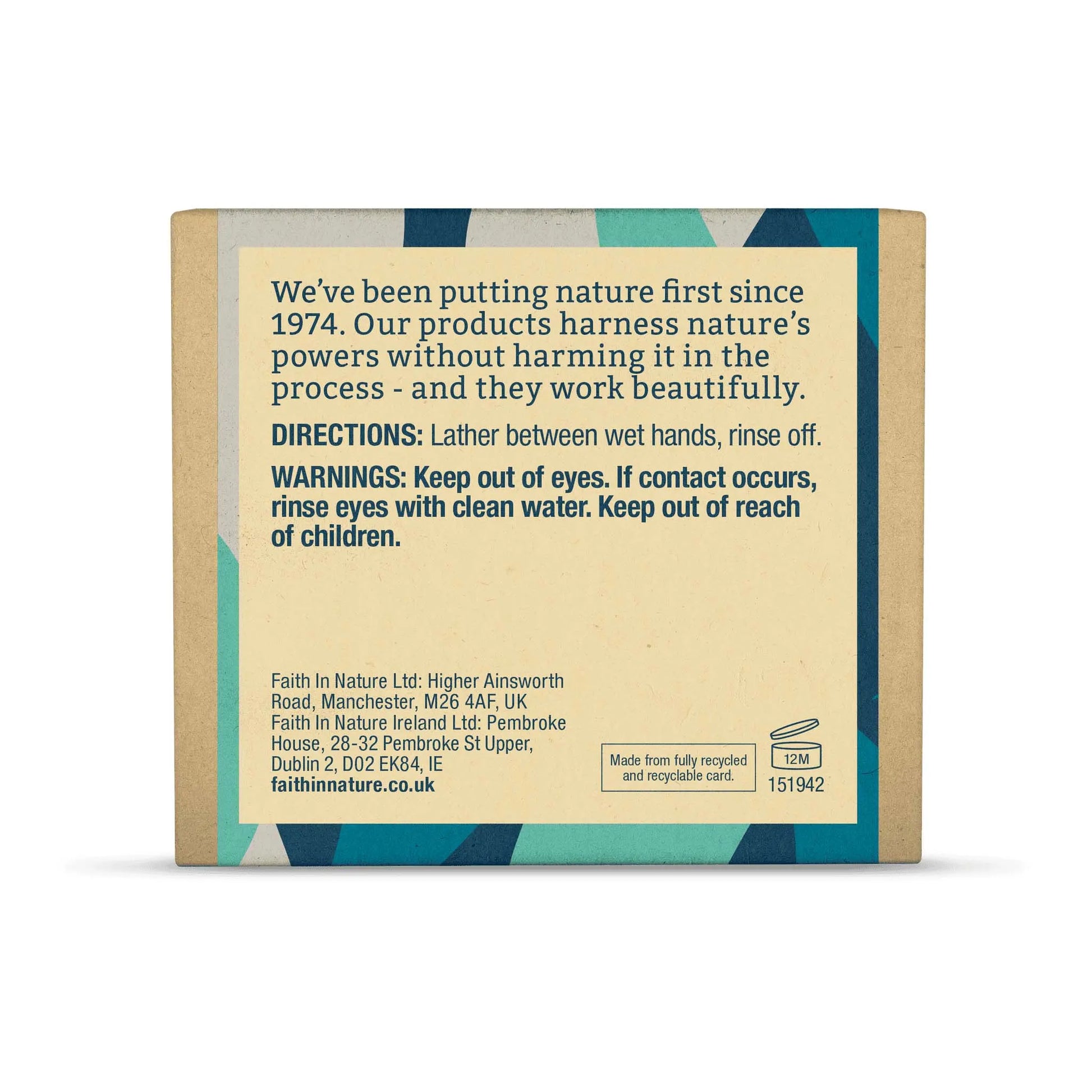 Faith in Nature Fragrance Free Soap Bar 100g Box Back