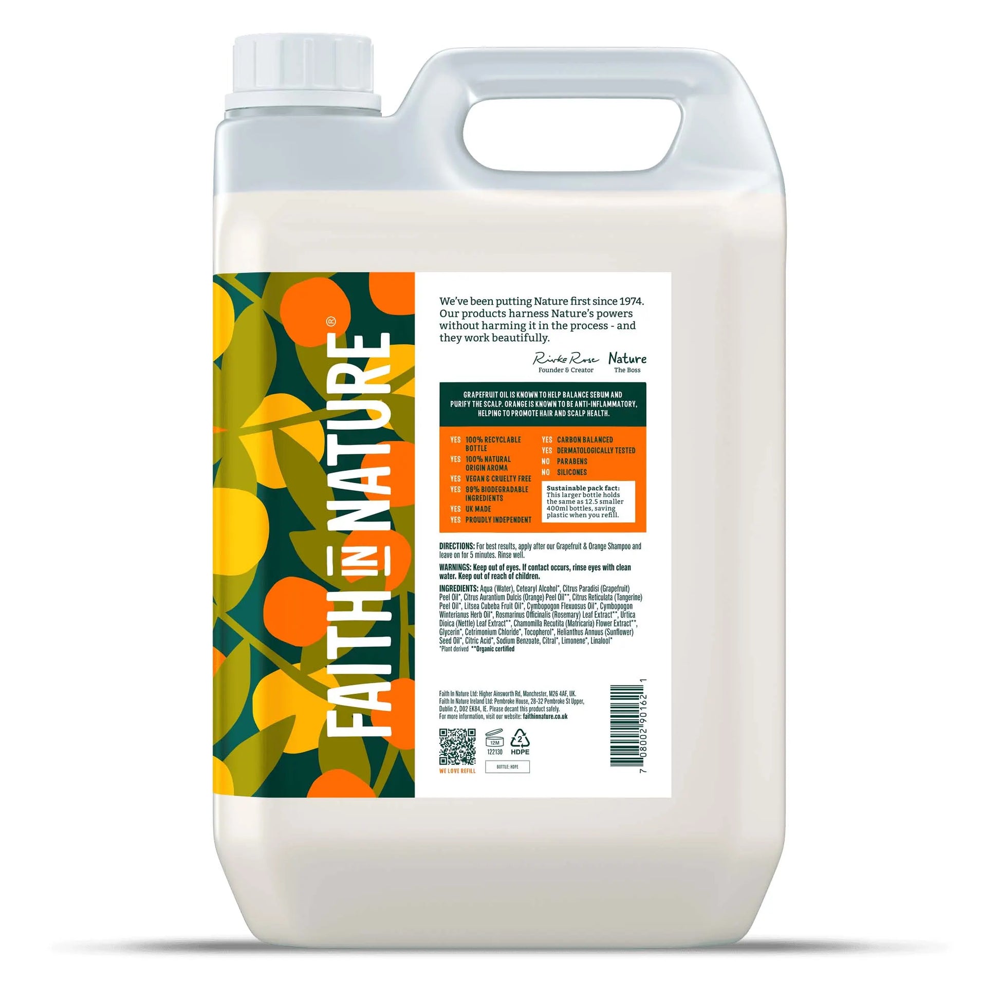 Faith in Nature Grapefruit & Orange Conditioner - 5L Refill Bottle Side
