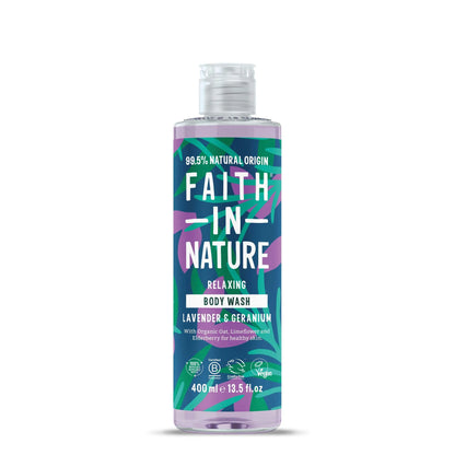 Faith in Nature Lavender & Geranium Body Wash 400ml Bottle Front