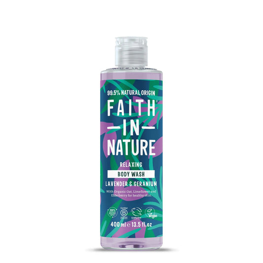 Faith in Nature Lavender & Geranium Body Wash 400ml Bottle Front