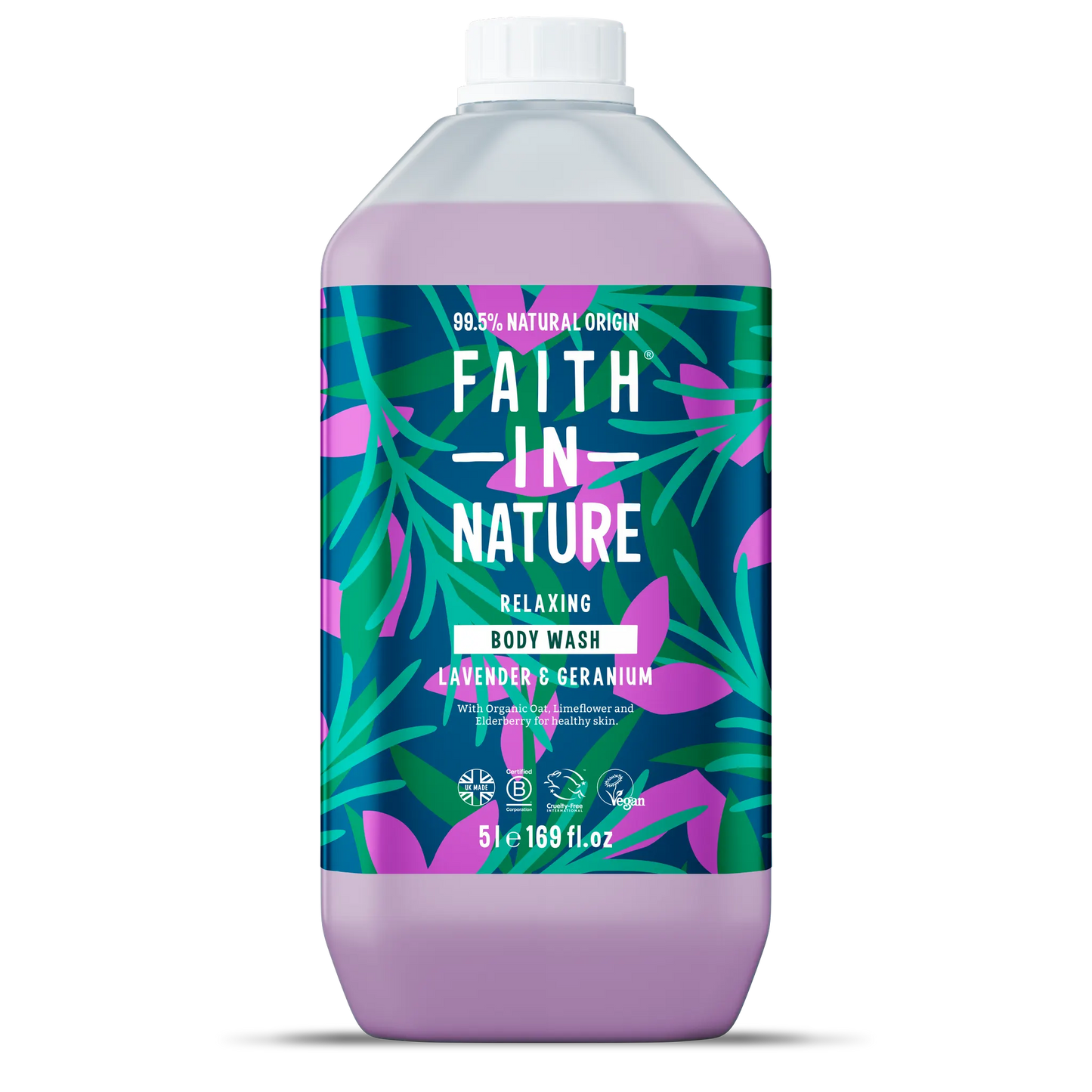 Faith In Nature Lavender & Geranium Body Wash - 5L Refill Bottle Front