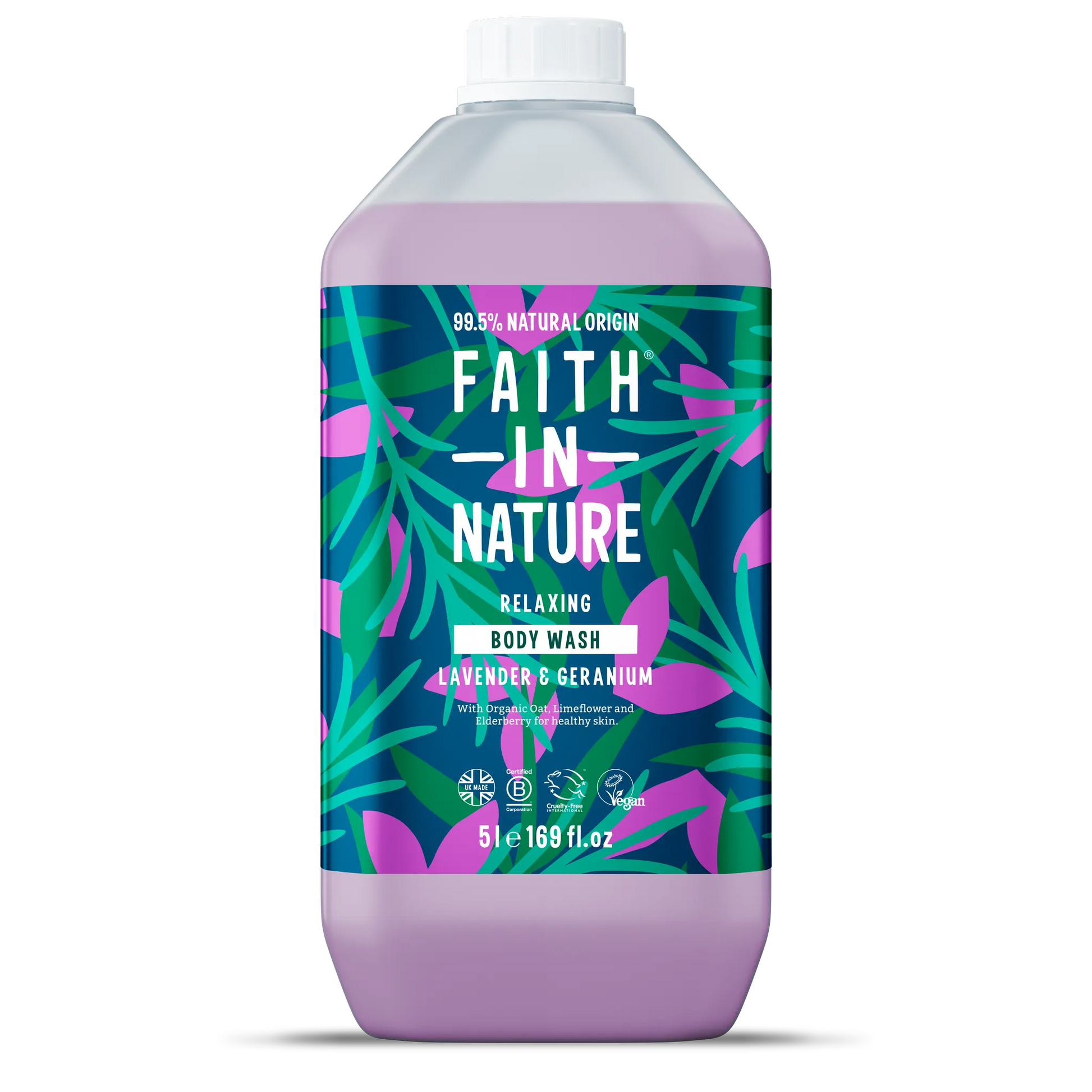 Faith In Nature Lavender & Geranium Body Wash - 5L Refill Bottle Front