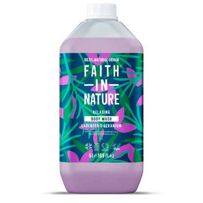 Faith In Nature Lavender & Geranium Body Wash - 5L Refill Bottle Front