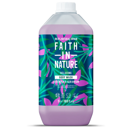 Faith In Nature Lavender & Geranium Body Wash - 5L Refill Bottle Front