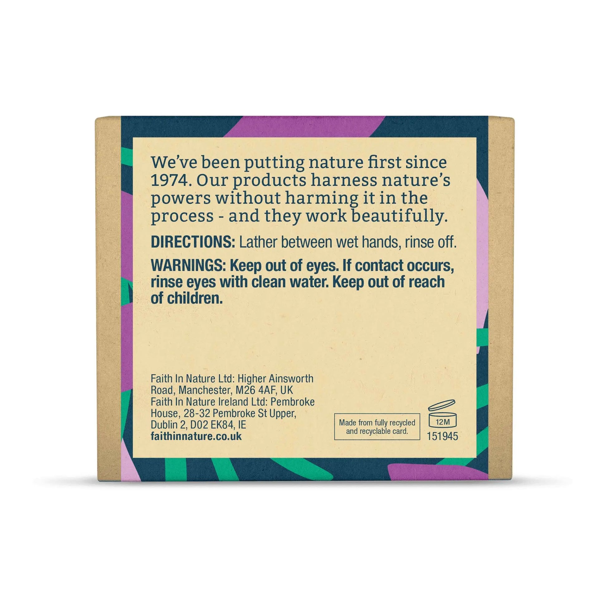 Faith in Nature Lavender Soap Bar 100g Box Back