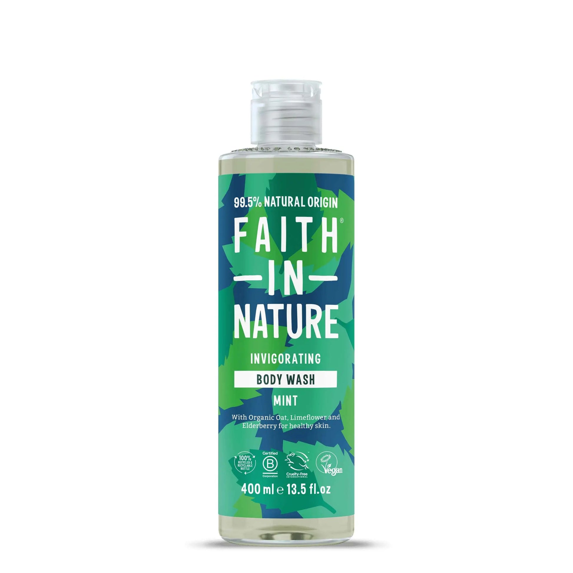 Faith in Nature Mint Body Wash 400ml Bottle Front
