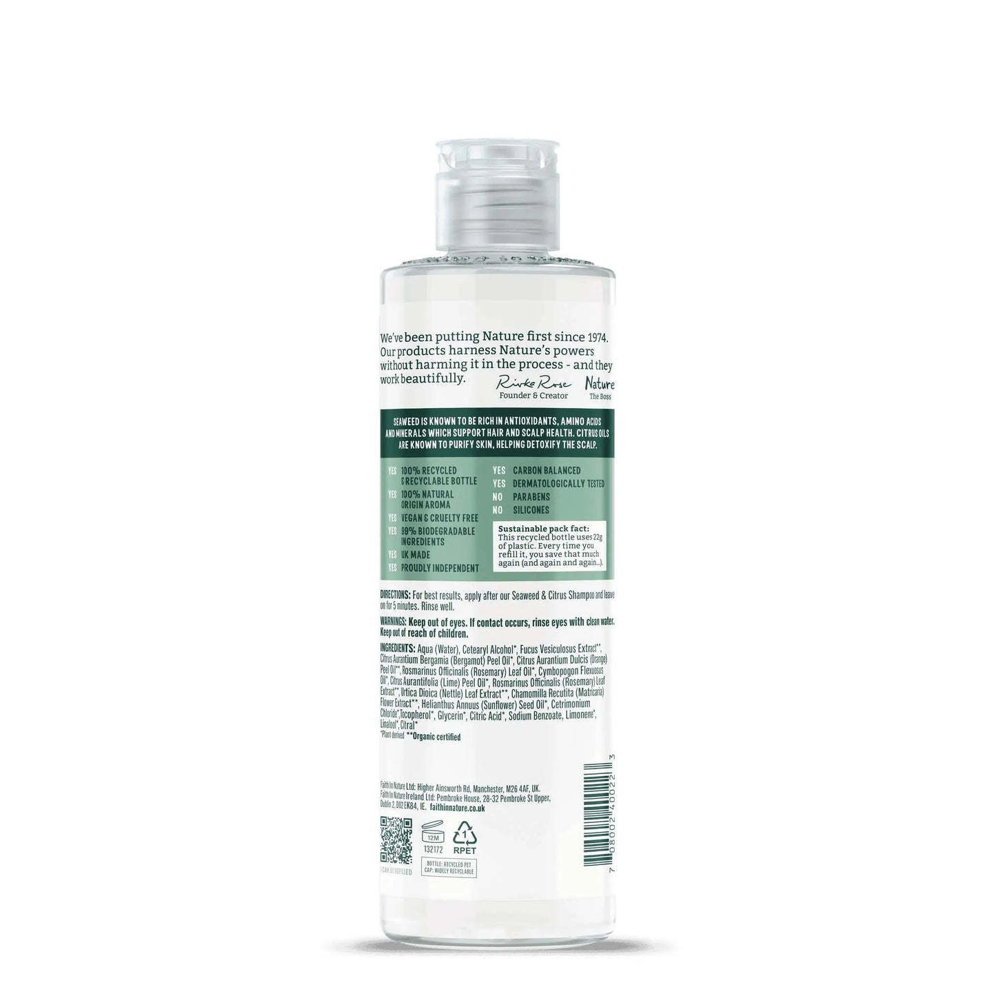 Faith In Nature Seaweed & Citrus Conditioner 400ml Bottle Back