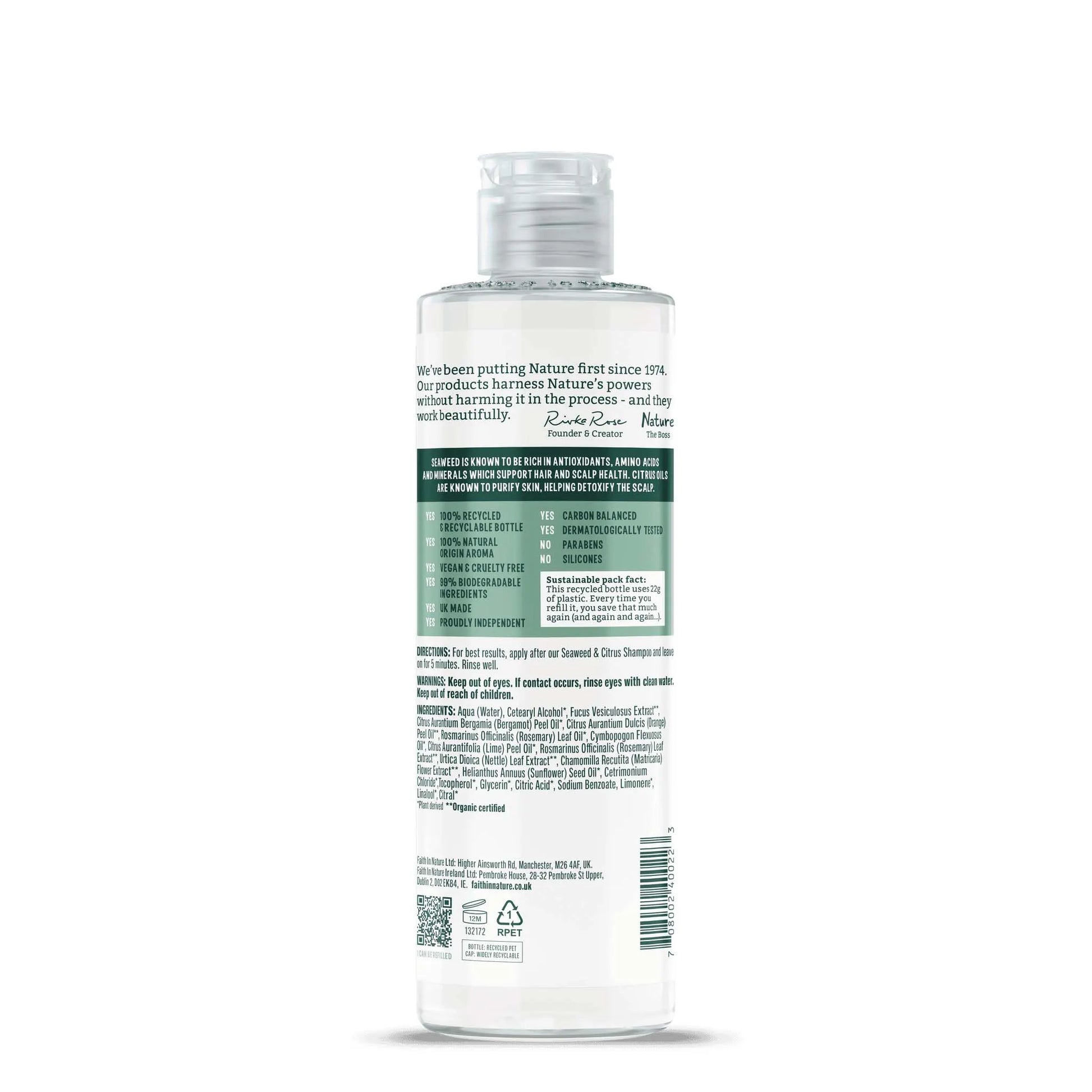 Faith In Nature Seaweed & Citrus Conditioner 400ml Bottle Back