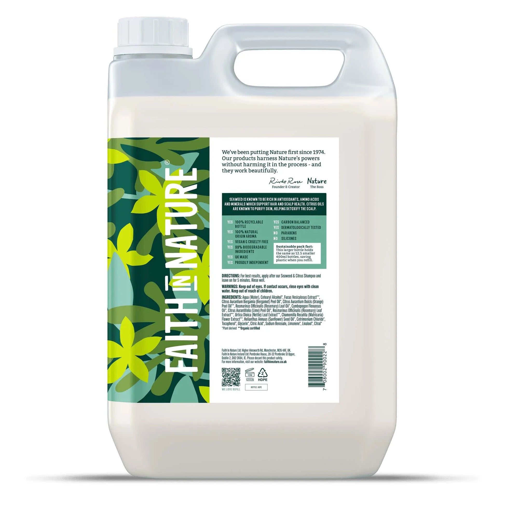 Faith In Nature Seaweed & Citrus Conditioner - 5L Refill Bottle Side