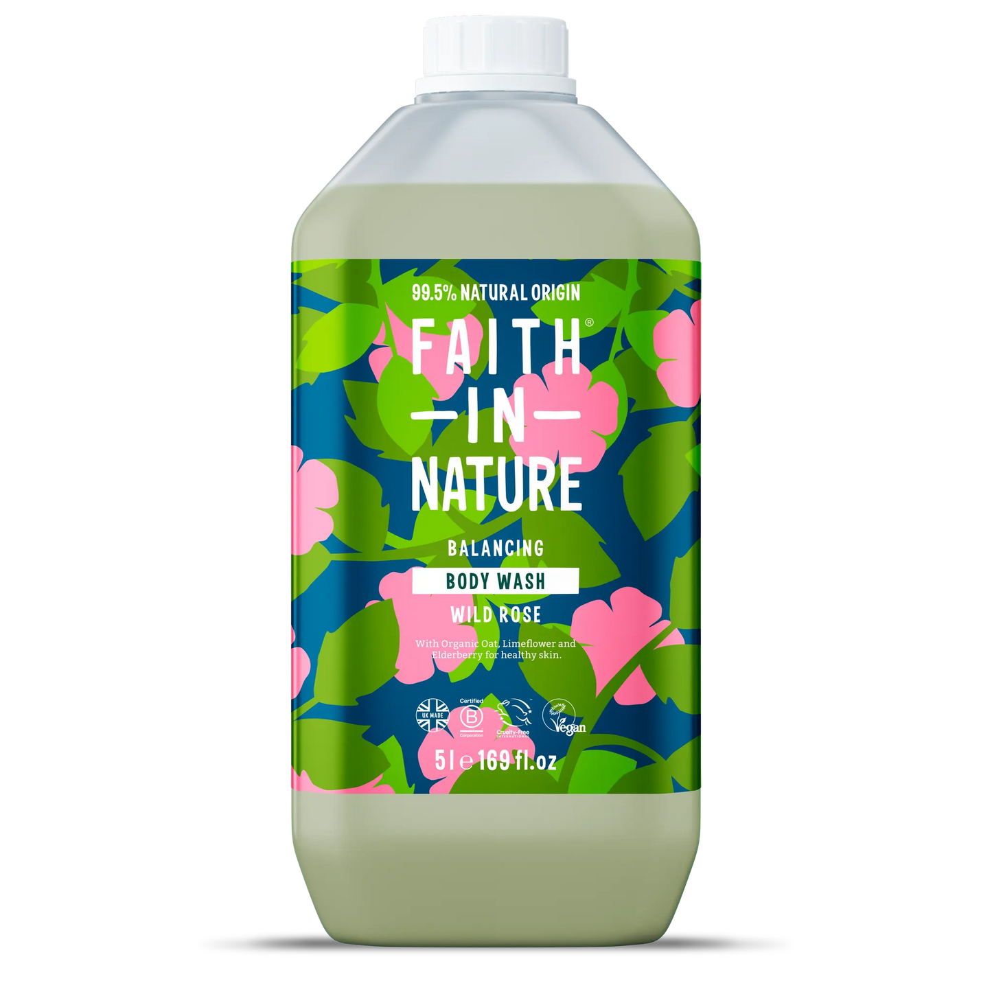 Faith in Nature Wild Rose Body Wash - 5L Refill Bottle Front
