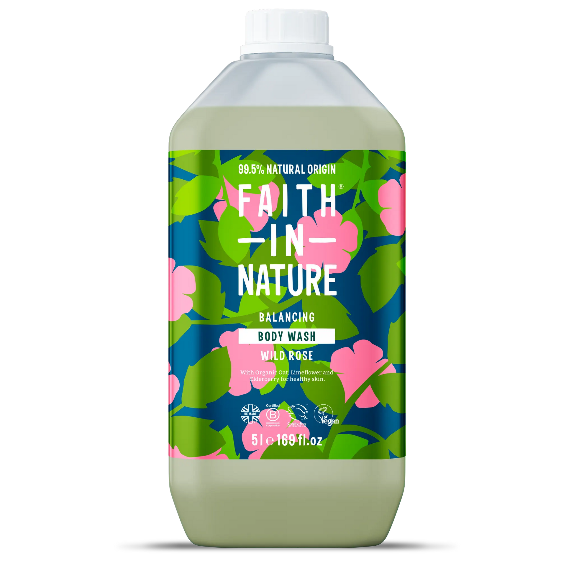 Faith in Nature Wild Rose Body Wash - 5L Refill Bottle Front