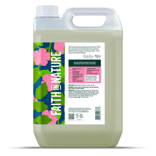Faith in Nature Wild Rose Body Wash - 5L Refill Bottle Side