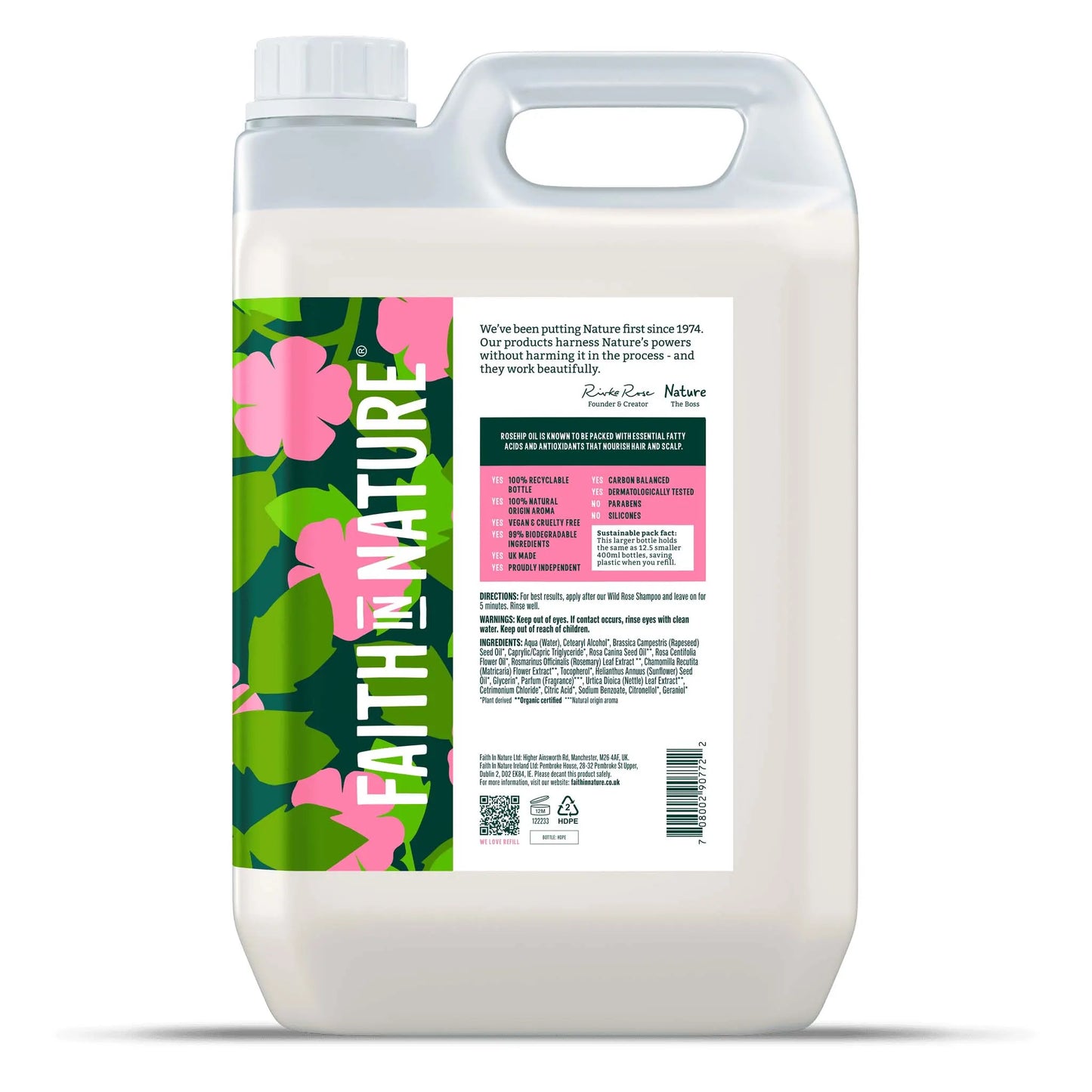 Faith in Nature Wild Rose Conditioner - 5L Refill Bottle Side
