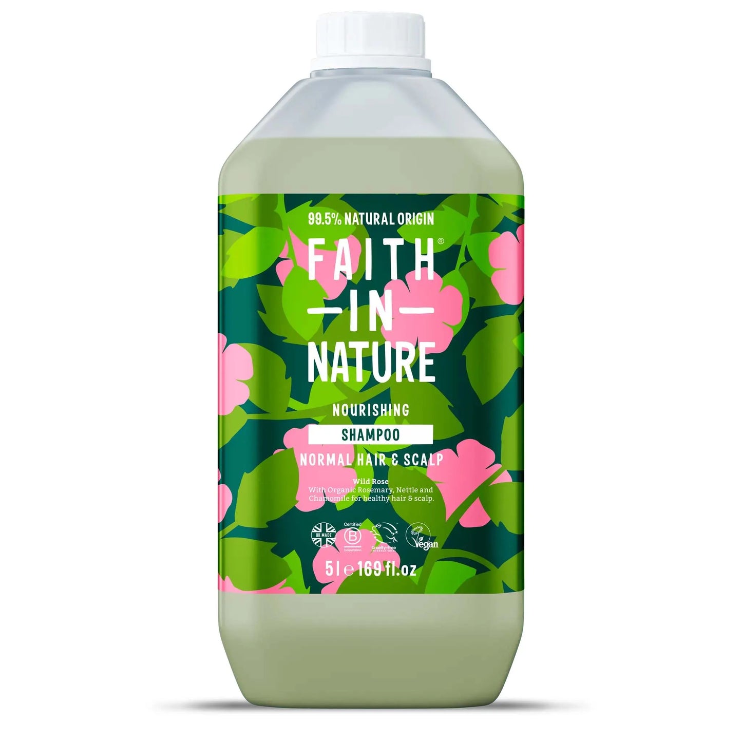 Faith in Nature Wild Rose Shampoo - 5L Refill Bottle Front