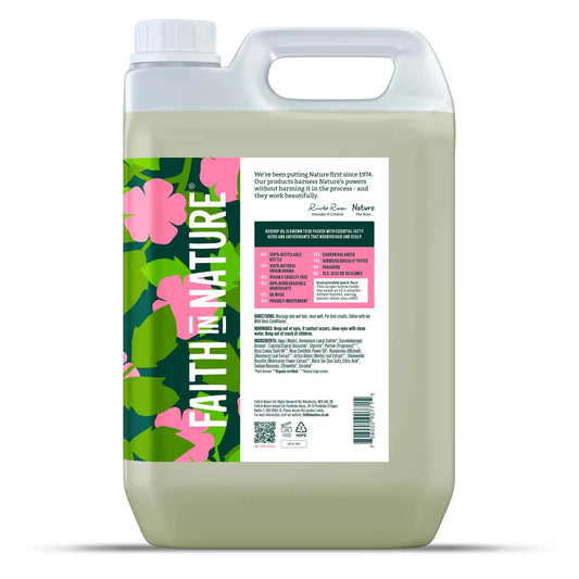 Faith in Nature Wild Rose Shampoo - 5L Refill Bottle Side