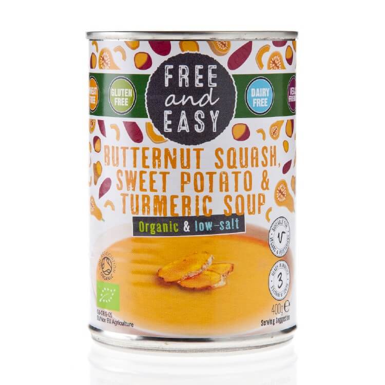 Free & Easy Butternut Squash, Sweet Potato & Turmeric Soup Organic 400g