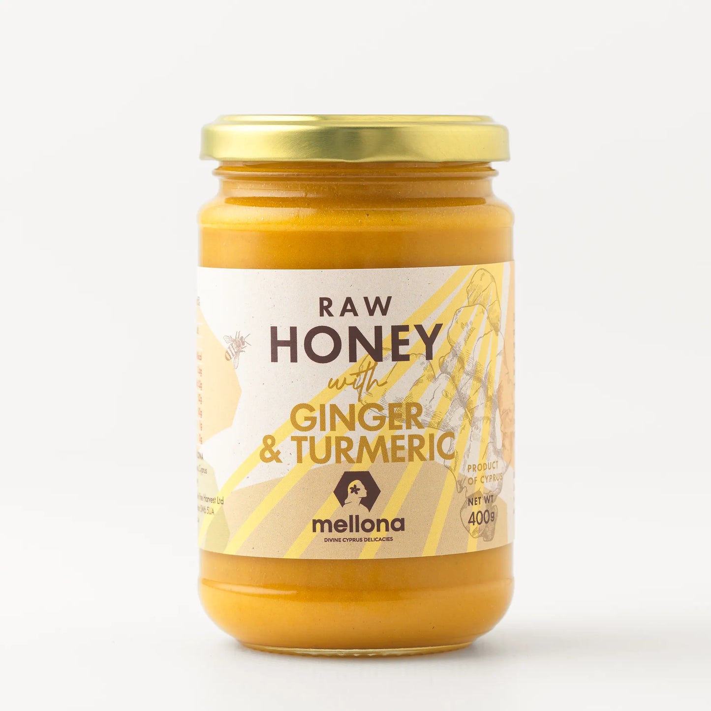 Mellona Raw Honey with Ginger & Turmeric 400g from Cyprus Jar