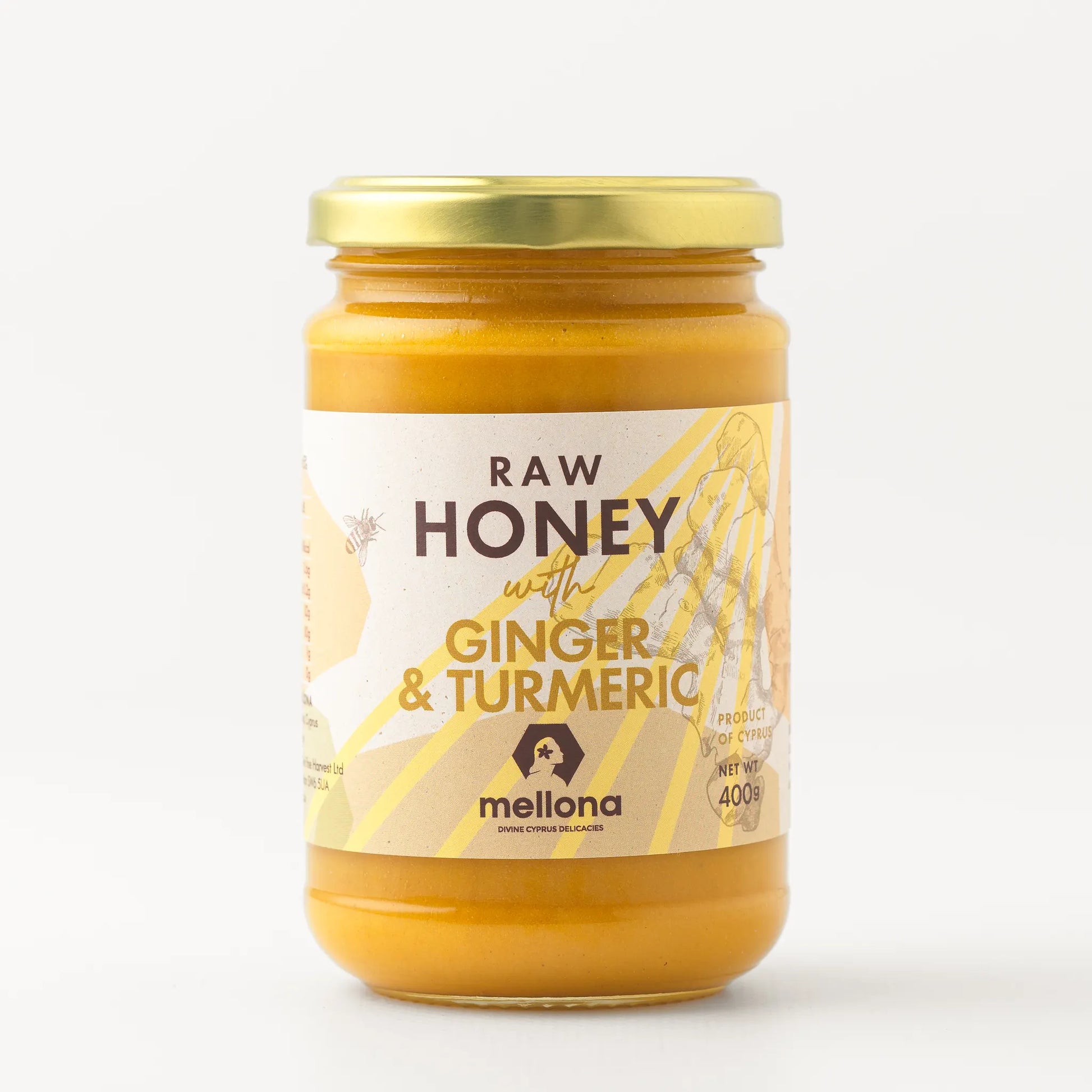 Mellona Raw Honey with Ginger & Turmeric 400g from Cyprus Jar