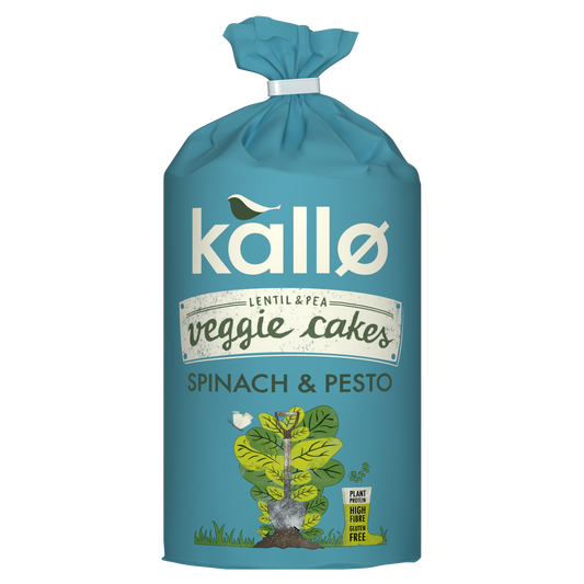 Kallo Spinach and Pesto Veggie Cakes 122g front pack shot