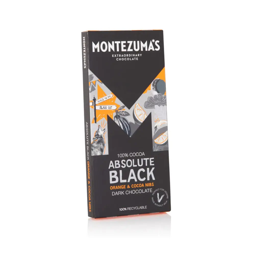 Montezuma Absolute Black 100% Cocoa Orange & Cocoa Nibs