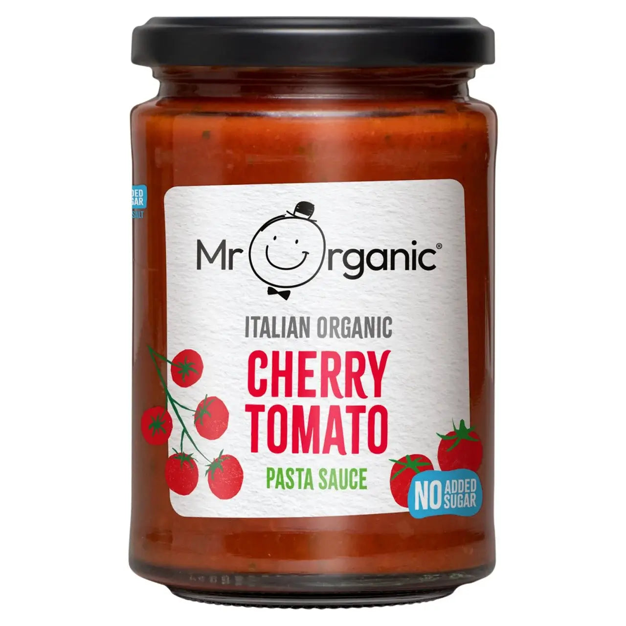 A jar of Mr Organic Cherry Tomato Pasta Sauce 350g