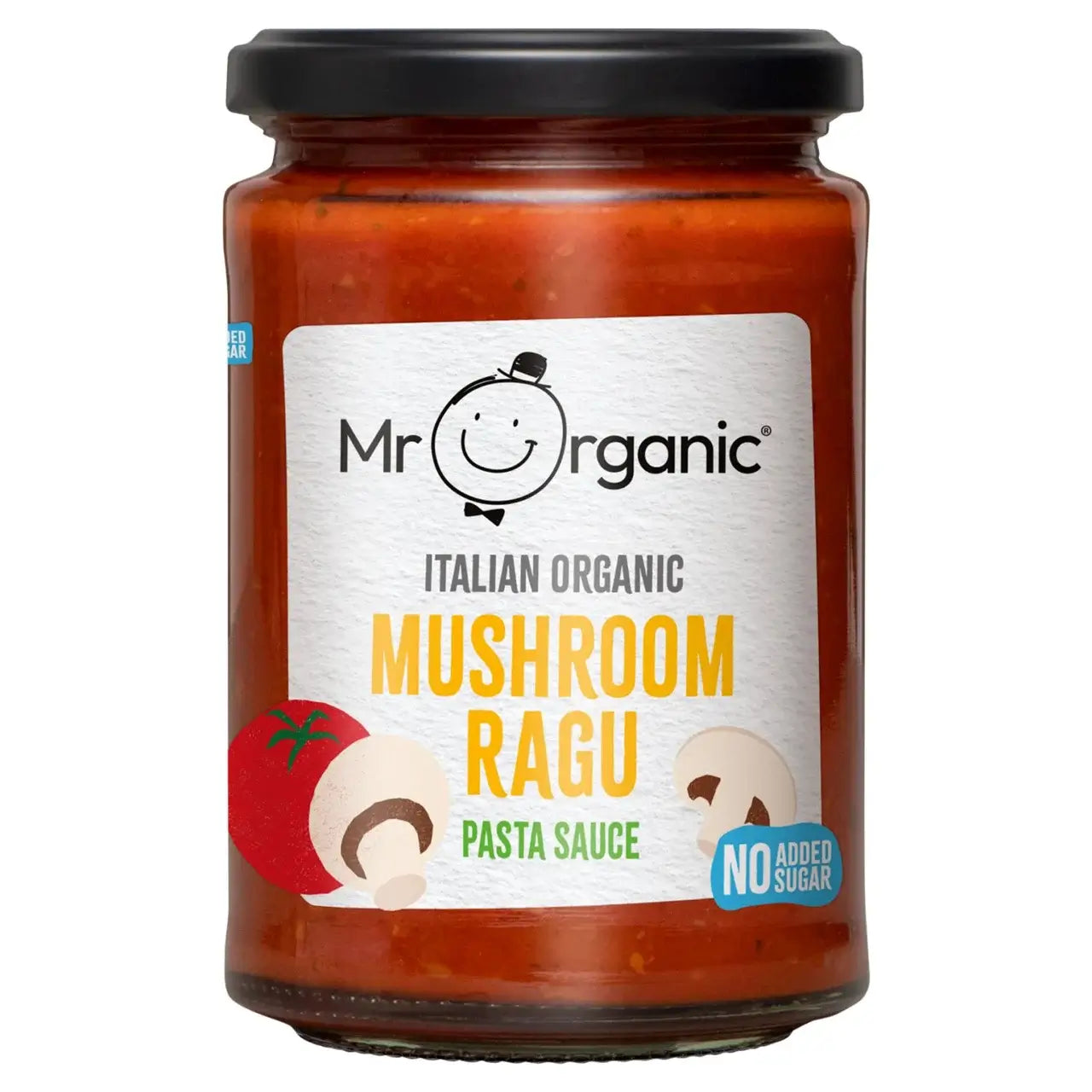 Jar of Mr Organic Italian Mushroom Ragu pasta sauce 350g