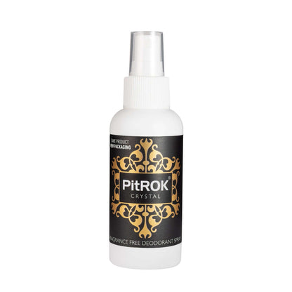 PitROK Crystal deodorant spray bottle on a white background