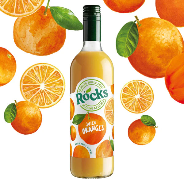 Rocks Juicy Orange Squash 740ml glass bottle