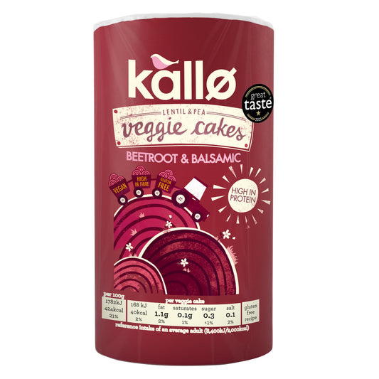 Kallo Beetroot & Balsamic Veggie Cakes 122g front of pack