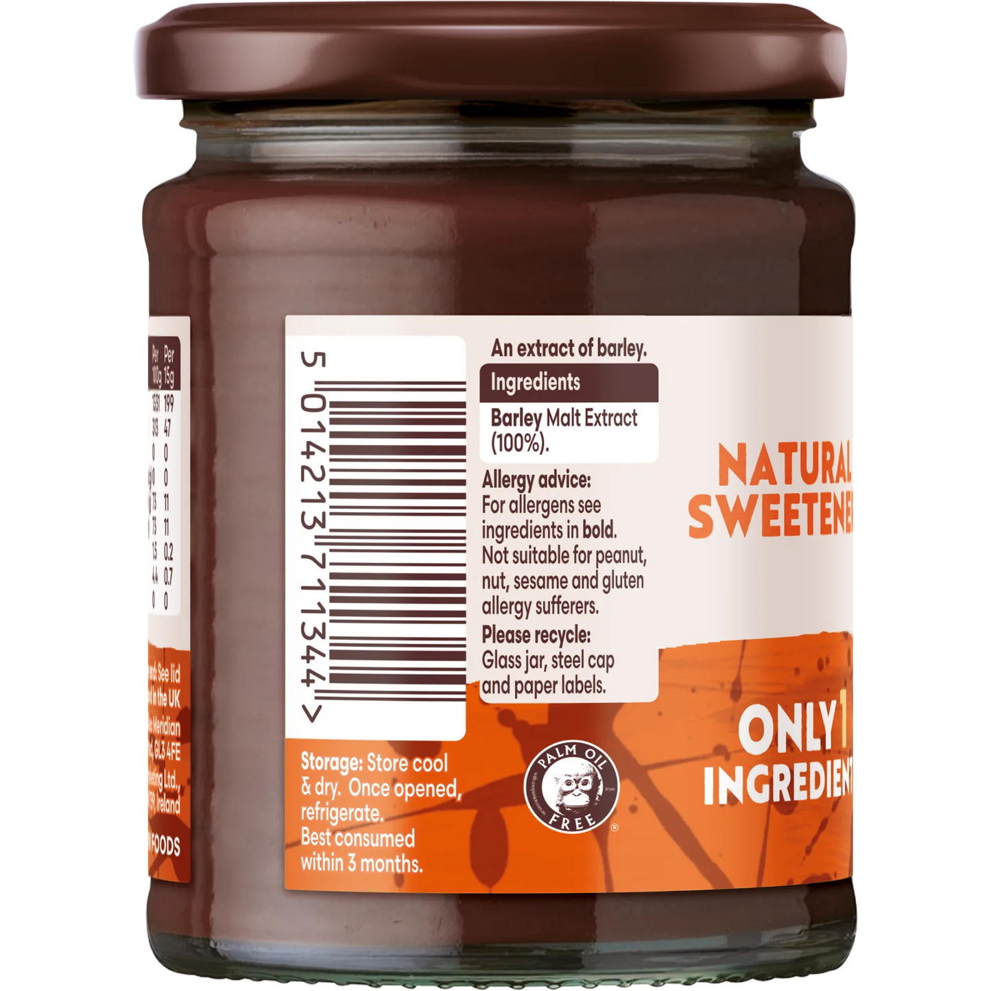 Meridian Barley Malt Extract 370g ingredients label