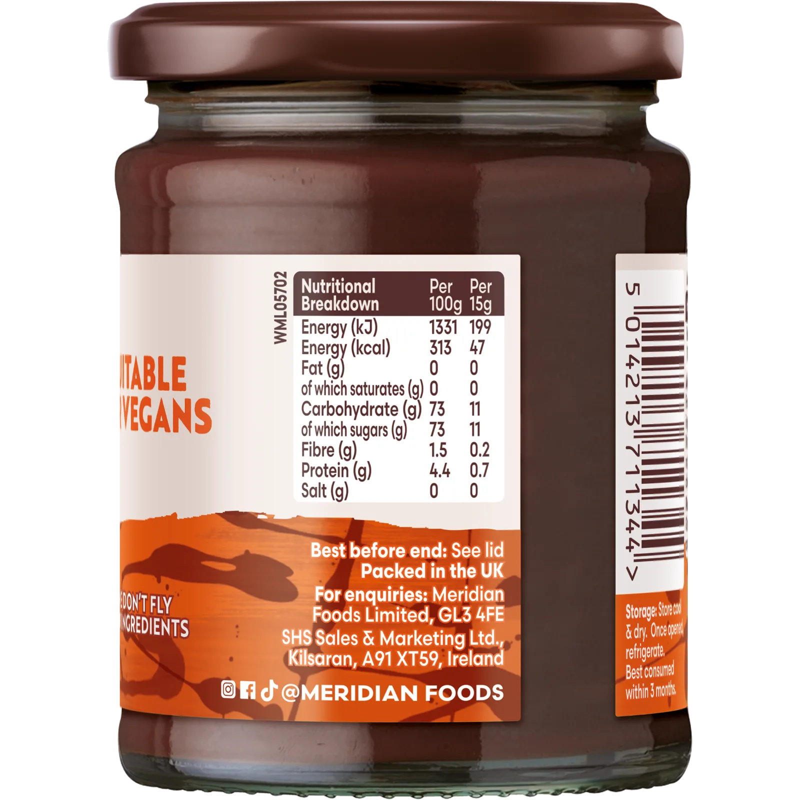 Meridian Barley Malt Extract 370g nutrition label