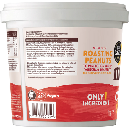 Meridian Crunchy No Salt Peanut Butter 1kg ingredients label