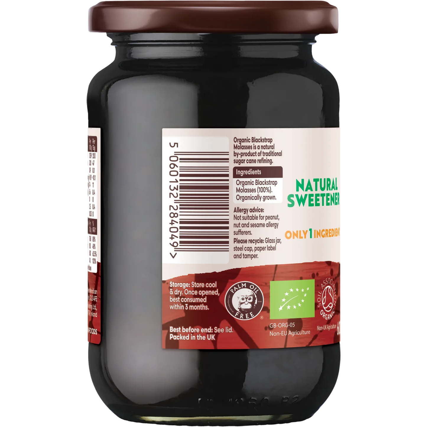 Meridian Organic Blackstrap Molasses ingredients label