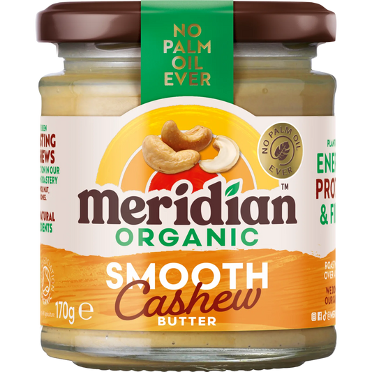 Meridian Organic Smooth Cashew Butter 170g front of jar
