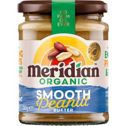 Meridian Organic Smooth Peanut Butter 280g front of jar