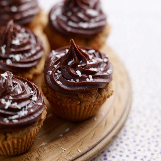 Vegan peanut butter cupcakes made with Meridian organic smooth peanut butter