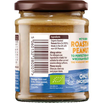 Meridian Organic Smooth Peanut Butter 280g ingredients label