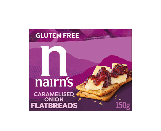 Nairn's Gluten Free Caramelised Onion Flatbreads 150g pack front