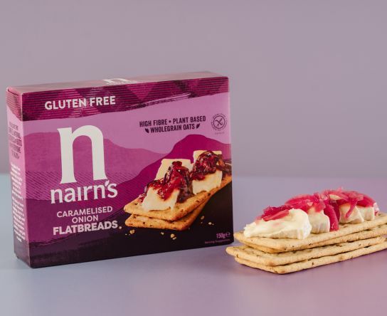Nairn's Gluten Free Caramelised Onion Flatbreads close up