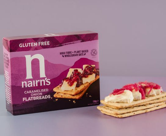 Nairn's Gluten Free Caramelised Onion Flatbreads close up