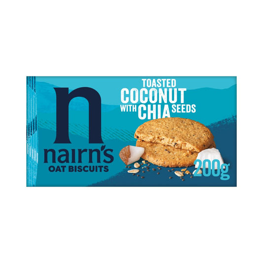 Nairn's Coconut & Chia Oat Biscuits 200g pack front