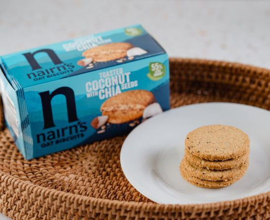 Nairn's Coconut & Chia Oat Biscuits close up
