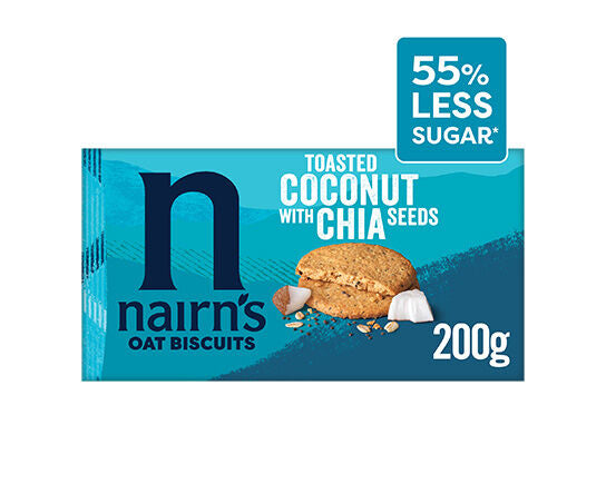 Nairn's Coconut & Chia Oat Biscuits pack