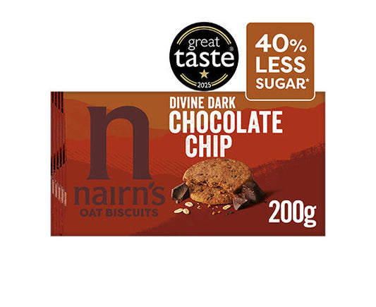 Nairn's Dark Chocolate Oat Biscuits close up